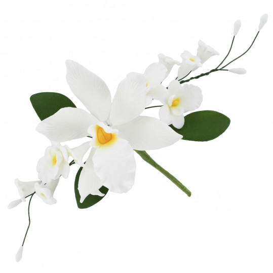 Global Sugar Art Cymbidium Orchid Sugar Cake Flowers Spray, White, 1 Count by Chef Alan Tetreault