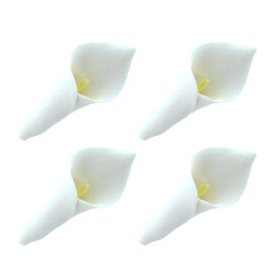 Global Sugar Art Calla Lily Sugar Cake Flowers White with Yellow, Wired,3 sizes, 6 Count by Chef Alan Tetreault