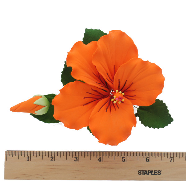 Global Sugar Art Hibiscus Sugar Cake Flowers Spray, Orange