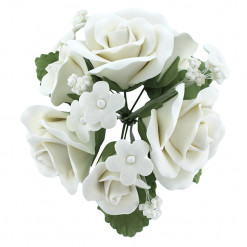 Global Sugar Art Garden Rose Topper Bouquet Sugar Cake Flowers, White 1 Count by Chef Alan Tetreault