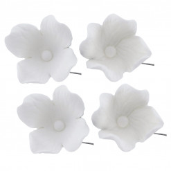 Global Sugar Art Hydrangea Blossom Sugar Cake Flowers, White with wire, 36 Count by Chef Alan Tetreault