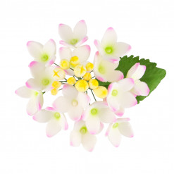 Global Sugar Art Hydrangea Blossoms Sugar Cake Flowers Spray White/Pink, 4 Count by Chef Alan Tetreault