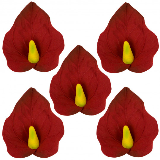 Global Sugar Art Anthurium Sugar Cake Flowers Red Small, 5 Count by Chef Alan Tetreault