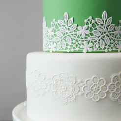 Image of cake decorated with cake lace.