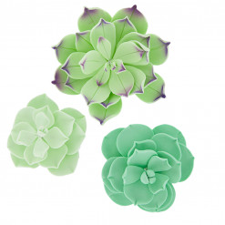 Global Sugar Art Succulents Set Sugar Cake Flowers, 3 Sizes, 9 Count by Chef Alan Tetreault