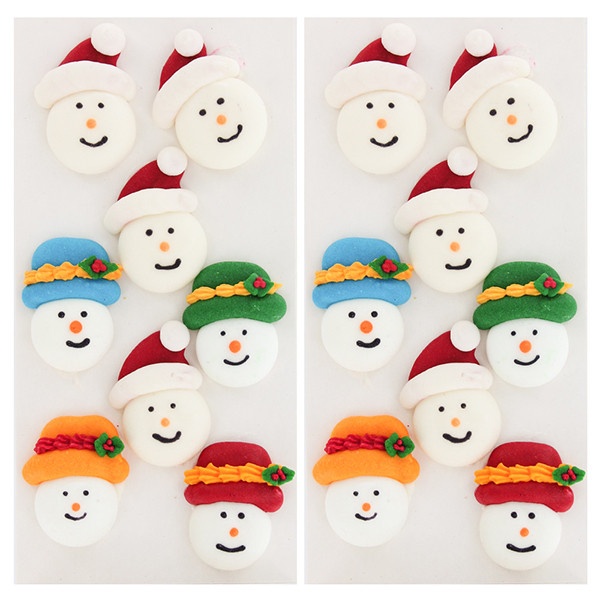 Christmas Snowman and Santa Face Edible Royal Icing Decorations for Cakes, Cupcakes, Cookies and Chocoaltes by Global Sugar Art