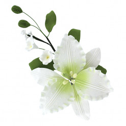 Global Sugar Art Casablanca Lily Spray Sugar Cake Flowers, White with Green, 1 Count by Chef Alan Tetreault