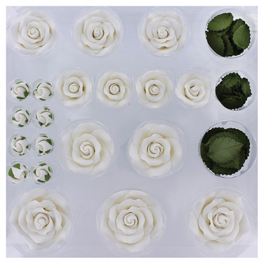 Global Sugar Art Exquisite Rose & Leaf Sugar Cake Flowers Tray White, Unwired by Chef Alan Tetreault