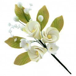 Global Sugar Art Frangipani Sugar Cake Flowers Spray, Small, White with Yellow, 1 Count by Chef Alan Tetreault