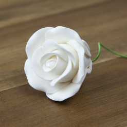 Global Sugar Art Tea Rose Sugar Cake Flowers, White, medium with wire,1.75 inches, 12 Count by Chef Alan Tetreault