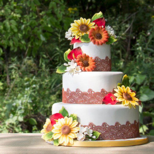 Image of leaves on a cake.