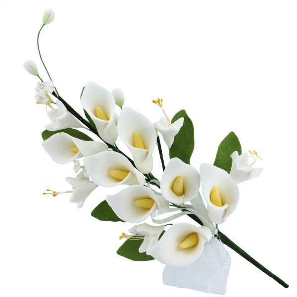 Gum Paste White Calla Lilies Yellow Centers Stephanotis Sugar Cake Flowers 