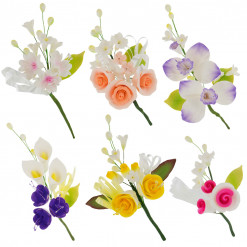 Global Sugar Art Assorted Small Sugar Cake Flowers Floral Sprays, Set A, 6 Count by Chef Alan Tetreault
