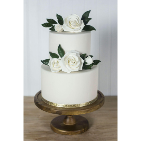White Rose Cake with Edible Rose Petals by FamilySpice.com
