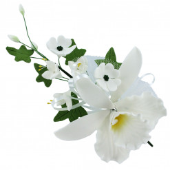 Global Sugar Art Cattleya Orchid Spray Sugar Cake Flowers, White, 1 Count by Chef Alan Tetreault